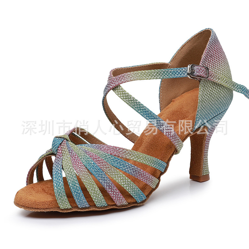 Foreign Trade Fashion Latin Dance Shoes Women's Adult Dance Shoes Sandals 2025 New Indoor Ballroom Soft Sole Dance Shoes Summer Foreign Trade Fashion Latin Dance Shoes Women's Adult Dance Shoes Sandals 2025 New Indoor Ballroom Soft Sole Dance Shoes Summer