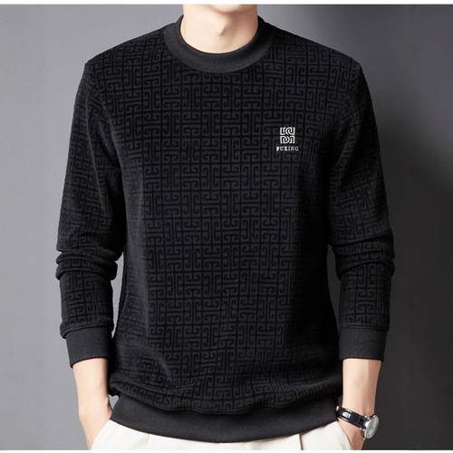 Autumn and Winter New Arrival Warm Round-Neck Casual Fleece Sweater for Middle-Aged and Elderly Men—Chenille Men's Wear