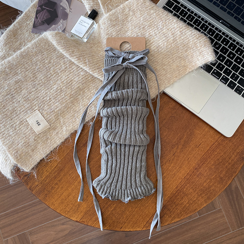 Leg Warmers Bootshang Cotton Socks For Women Cross Strap Calf Socks Spring And Autumn Retro Split Winter Ballet Style Solid Color Knitted Calf Sleeves_voghion.com