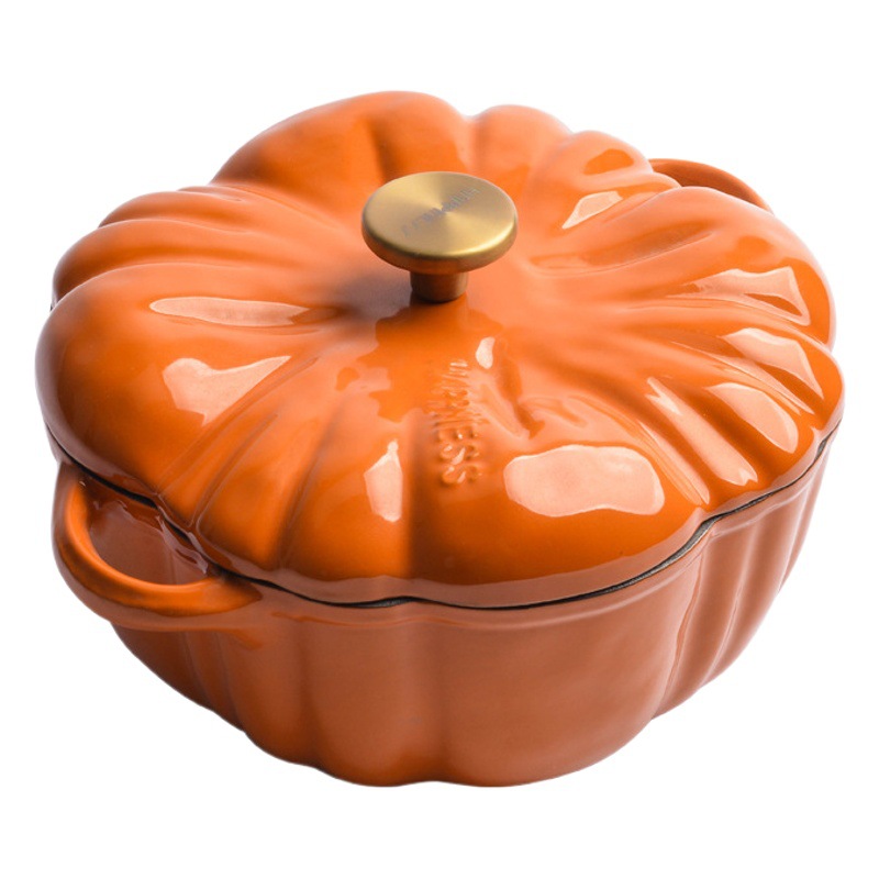 Pequeña Felicidad olla de esmalte de calabaza de hierro fundido olla de sopa olla multifunción olla de sopa de esmalte para el hogar olla de inducción Universal