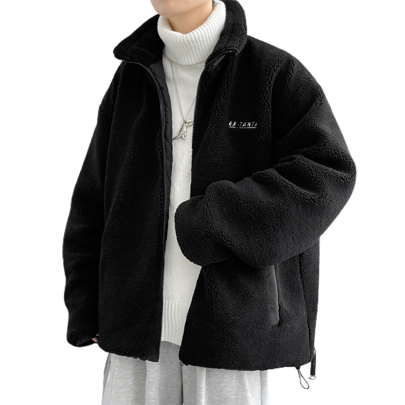 Abrigo de lana de cordero para hombre Otoño e Invierno engrosada lana de cordero collar de pie abrigo de algodón acolchado suelta marca de moda ins abrigo de algodón acolchado ropa de invierno