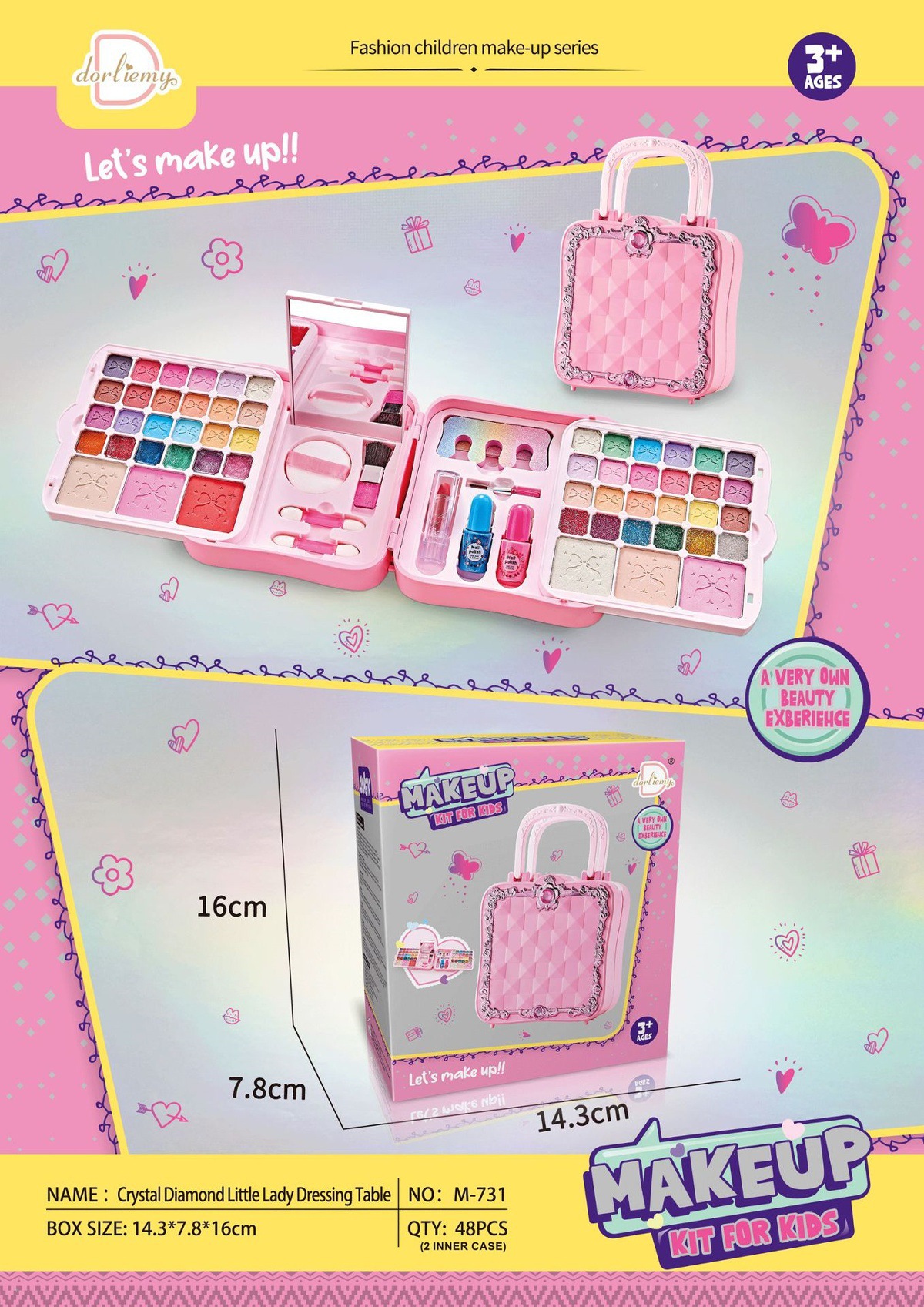 Transfronterizos niños simulación de joyas de maquillaje esmalte de uñas casa maquillaje lápiz labial caja de mano mesa de maquillaje juguetes