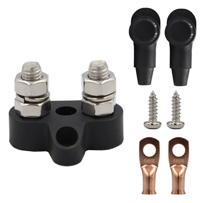 Power supply, ignition system accessories — stud with wiring suit - black-double-stud-m8
