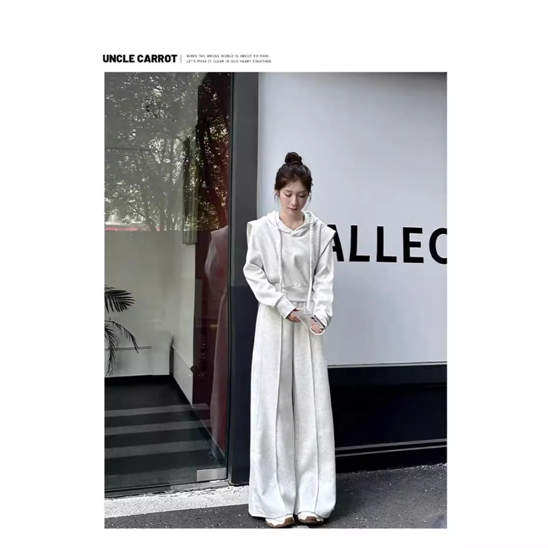 001 Herfststijl Sportkleding Dames, Losse pasvorm, Hoodie Sweatshirt, Modieuze Wijde Broek Tweedelige Set Voor Dames_voghion.com