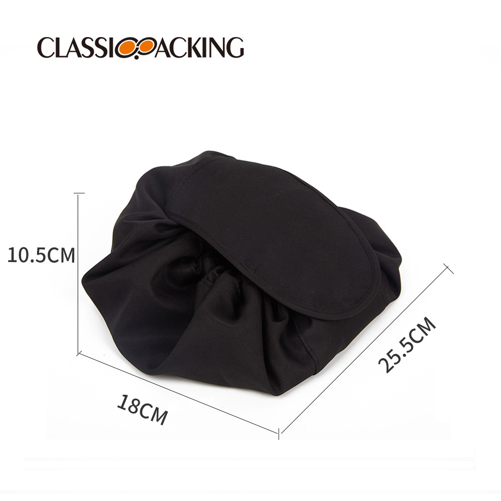 Bolsa de cosméticos perezosa simple japonesa Bolsa de lavado portátil de viaje Bolsa de almacenamiento con cordón de gran capacidad de color sólido de alta calidad