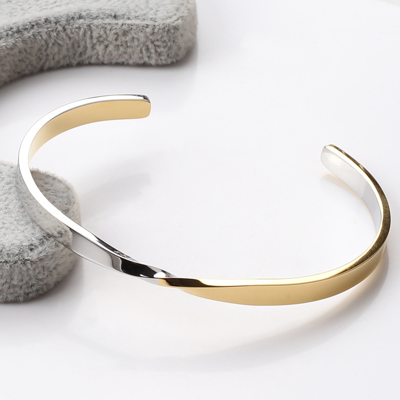 25g Weight Bangle Classification 304 Stainless Steel, Titanium Steel Chain Material Daily Occasion 304 Stainless Steel Material Color Block Pattern All Seasons Season Women's Gender Mixed Metal, Plating Design Streetwear Style Streetwear Color Block 304 Stainless Steel Bangle In Bulk 5