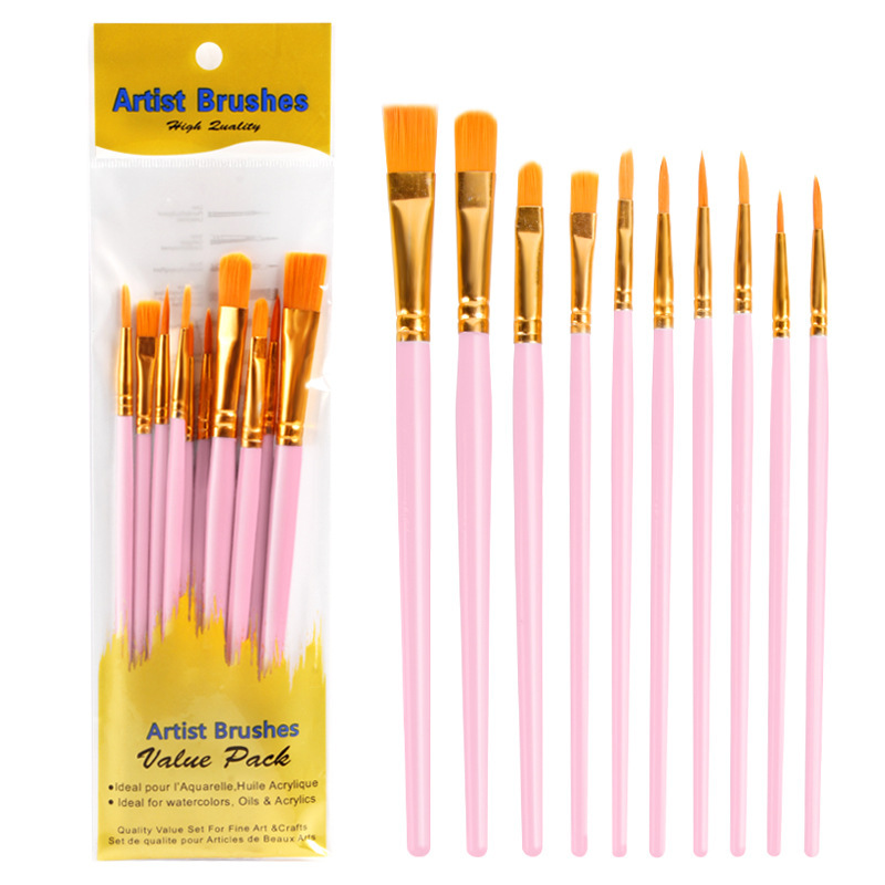 アマゾン10本の油絵ペンセットプラスチック棒美術画水彩水粉絵画ブラシブラシセット|undefined
