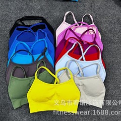 DFYNE クロスボーダークロスバックブラジャー高弾性フルマットナイロン女性のシームレスヨガ下着フィットネスベスト