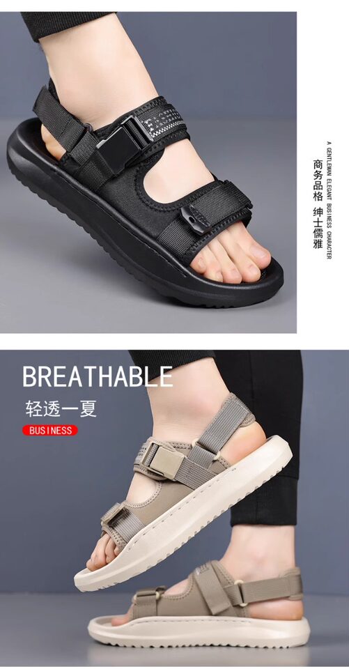 Dép sandal nam đế dày hở ngón thoáng khí kiểu mới — Màu kaki, màu đen chi tiết 17