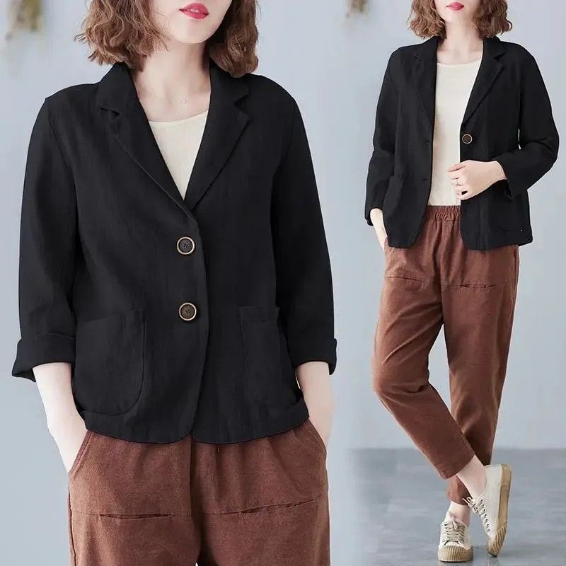 2025 Spring/Summer New Style Cotton Linen Jacket/Blend, Loose Fit, Versatile, Long Sleeve, Casual, Elegant, Sun Protection Clothing for Women