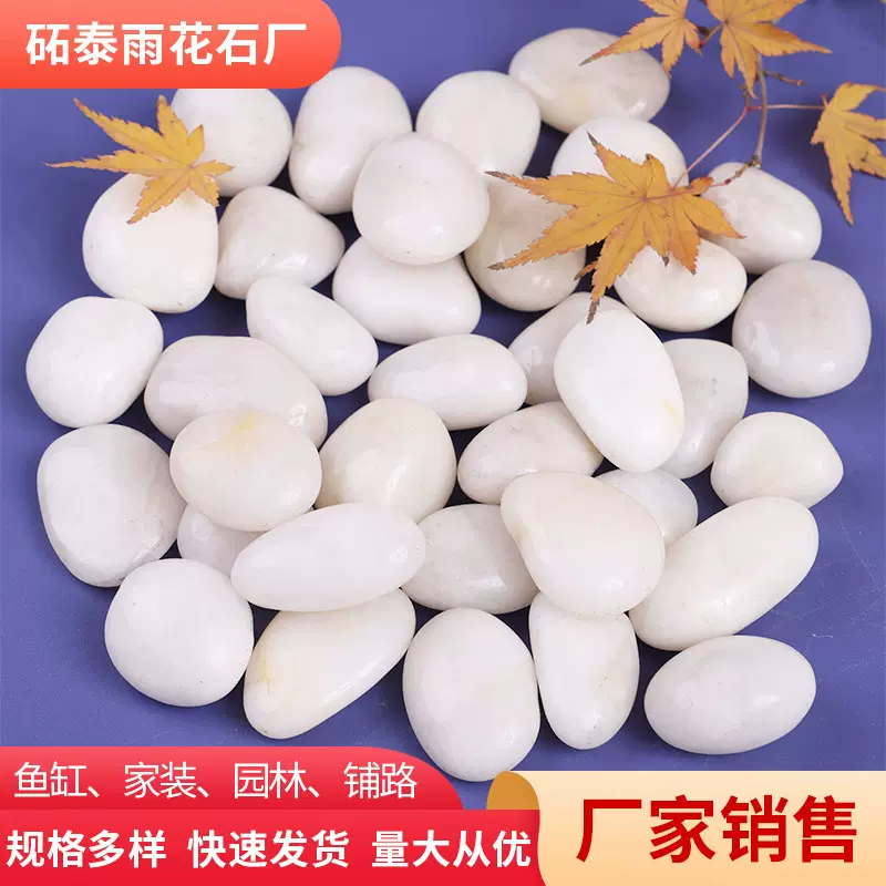 白色抛光鹅卵石 南京雨花石庭院造景观抛光石头工程装饰石子批发