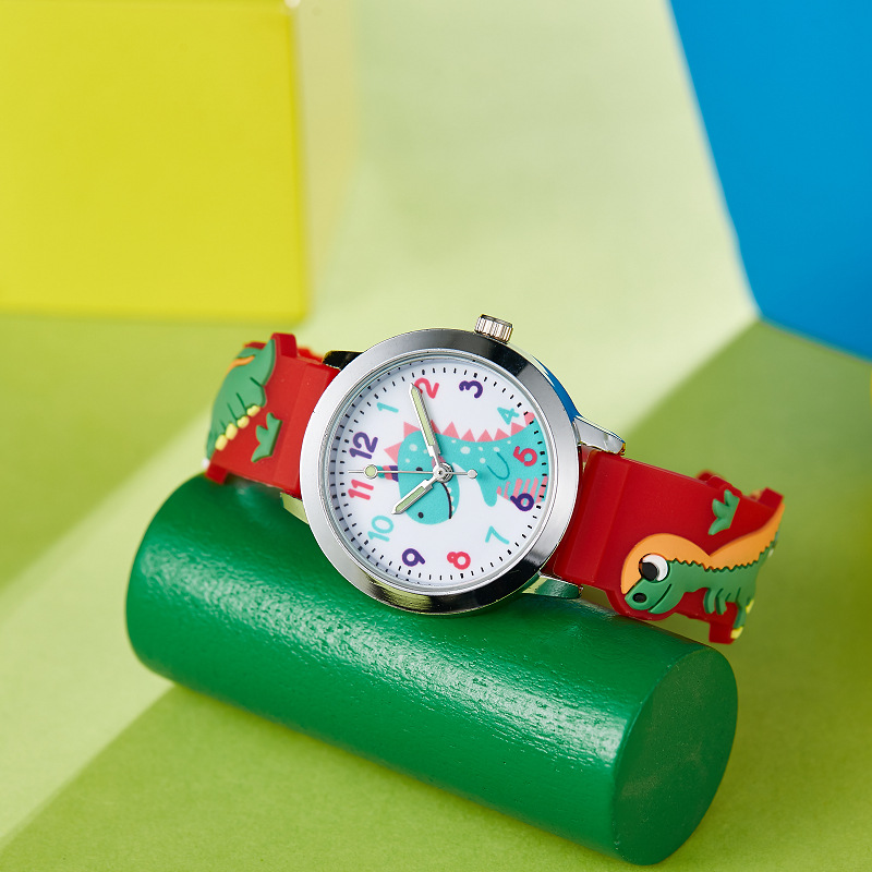 Children Unisex Gender Cartoon Style Cute Dinosaur Buckle Pu Strap Quartz Watch