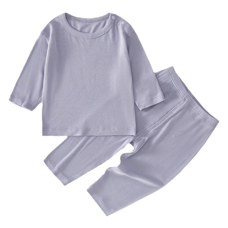 Traje de pijama fino de verano para bebés Ropa deshuesada modal de manga larga para bebés Ropa de aire acondicionado transpirable para bebés