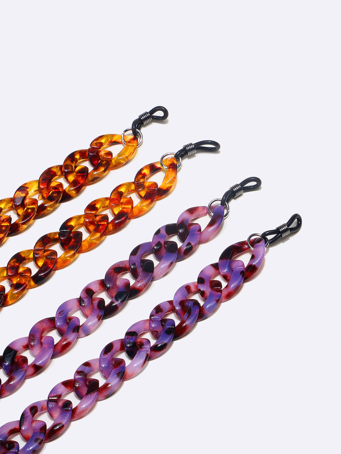 62g Weight Arylic Material Vintage Two-piece Acrylic Leopard Print Purple Glasses Chain Wholesale Nihaojewelry 1