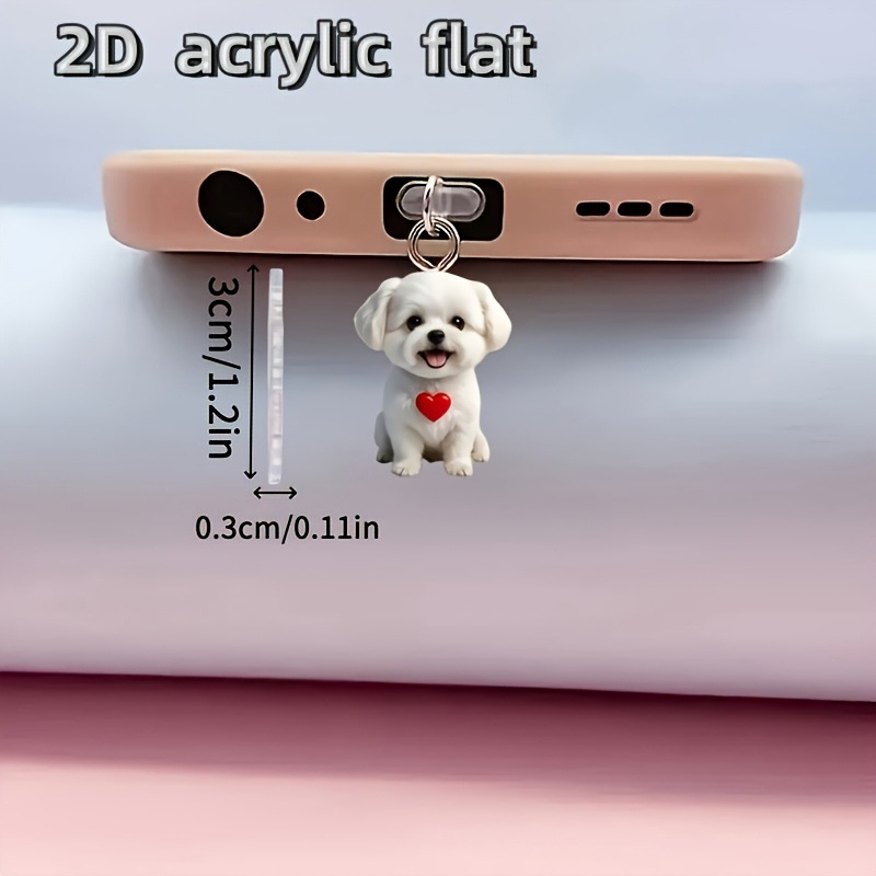 Nuevo acrílico plano transfronterizo amor perro acrílico enchufe a prueba de polvo de teléfono móvil