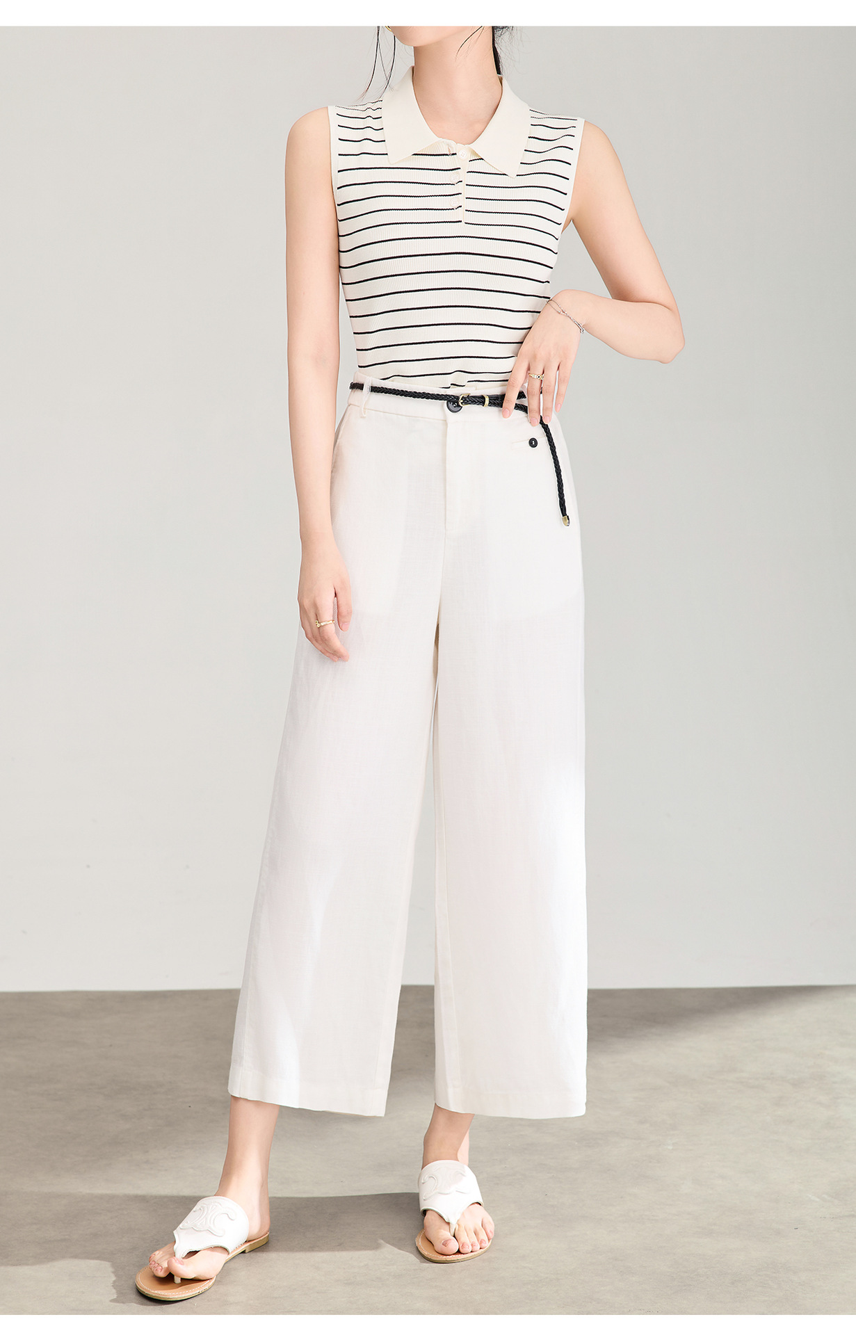 Quần culottes nữ ống rộng dáng suông, cạp cao, chất liệu tencel linen thoáng mát, phù hợp mùa hè — Xanh lông mòng đen chi tiết 18