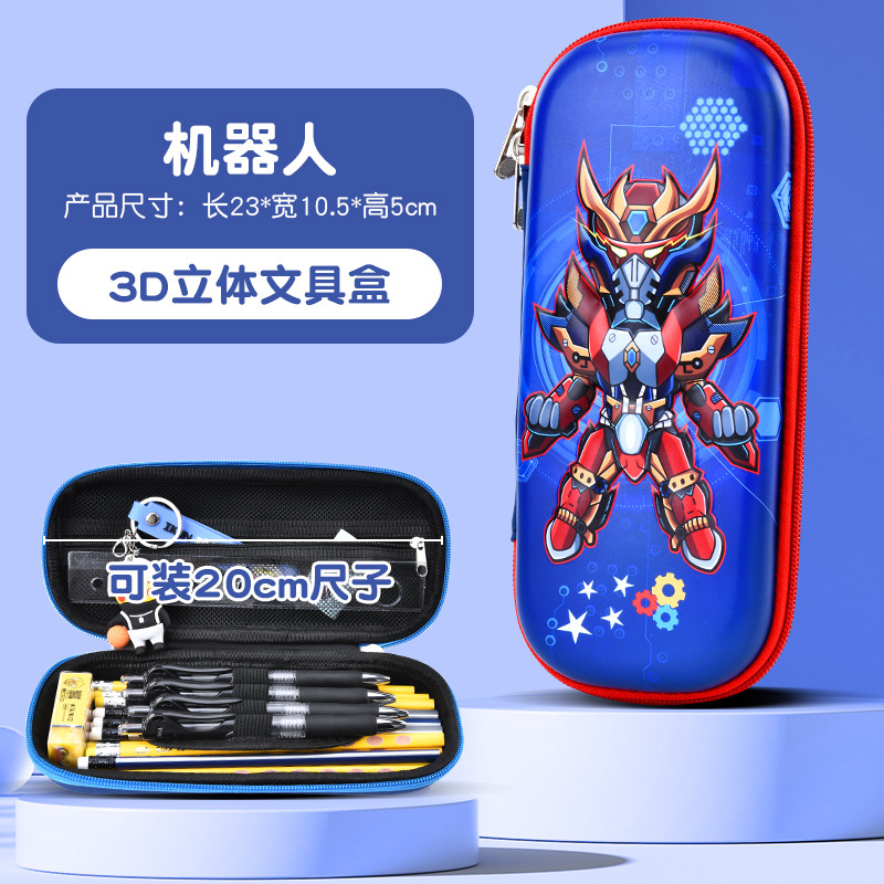 24 nuevos dibujos animados 3D para estudiantes de primaria de grado 1-5 caja de papelería de cuero PU caja de lápices para niños capa de inserción de lápiz de gran capacidad