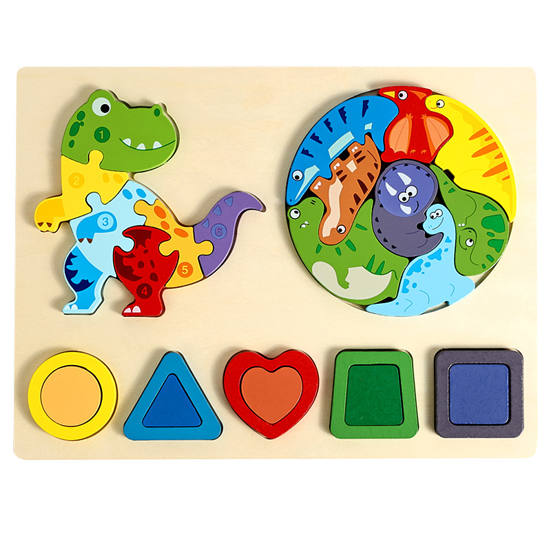 Nuevos productos de forma geométrica puzzle animal digital tridimensional puzzle tablero de dibujo de la educación temprana puzzle forma emparejada bloques de construcción