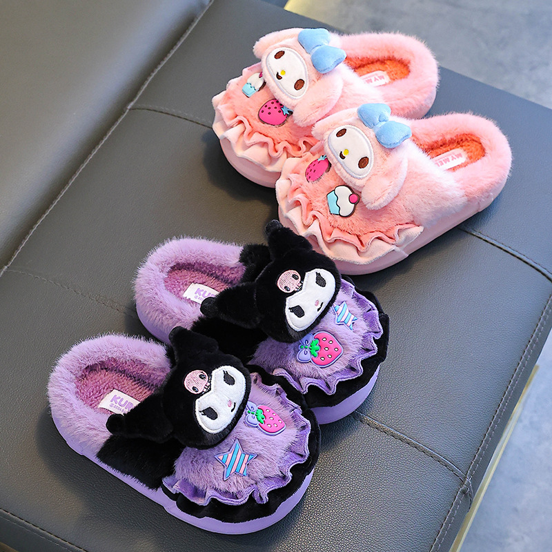 Sanliou zapatillas de algodón de invierno para niños, niñas y niñas, calentamiento y peluche, bolsas de lana para padres e hijos, zapatos de algodón caseros
