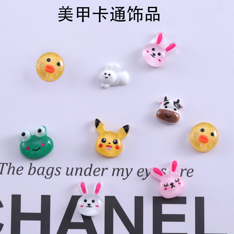 Internet celebrity new cartoon nail jewelry little frog Keni rabbit Pikachu little yellow duck cute nail jewelry