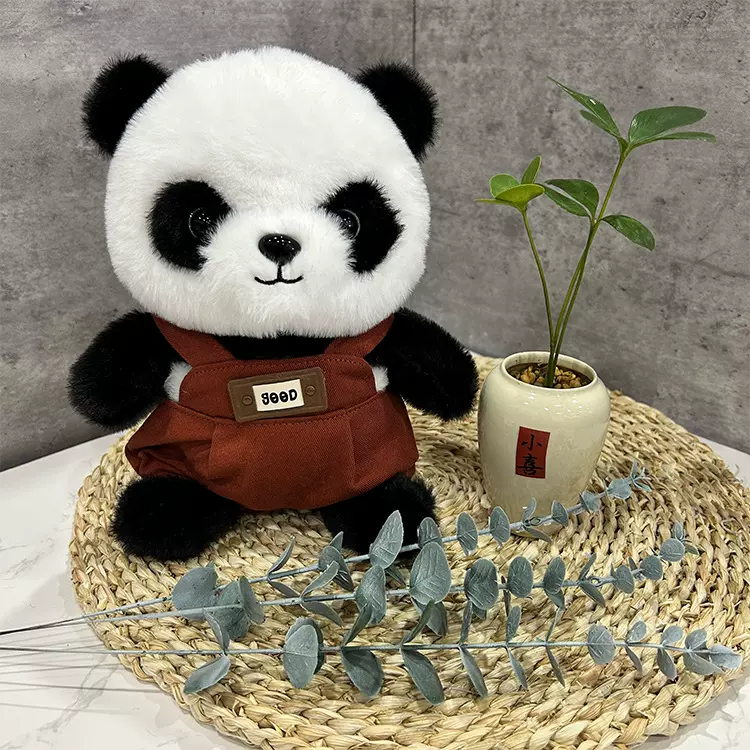 仿真熊猫纪念品公仔布娃娃宣传礼品背带熊猫玩偶毛绒玩具生日礼物
