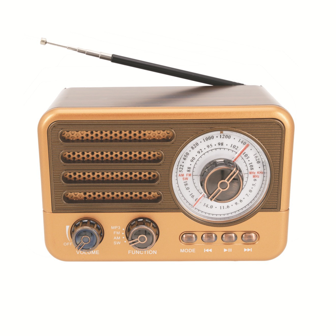 Fabricante ventas retro multibanda con linterna bolso multifuncional MP3 reproducción de alta calidad radio tarjeta