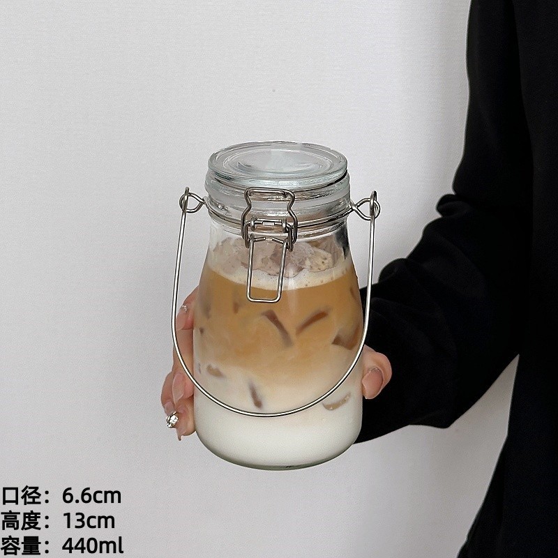 Taza de vidrio portátil portátil con tapa, taza de agua, taza de té casera, taza de café, taza de té de frutas