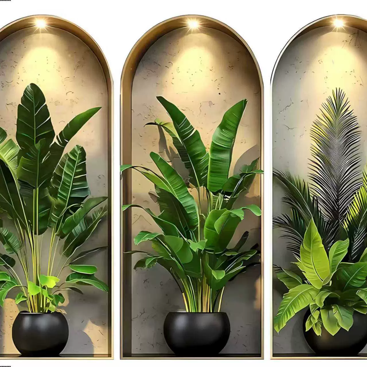 新款仿真盆栽绿植不透明无框画自粘防水墙贴客厅卧室装饰画