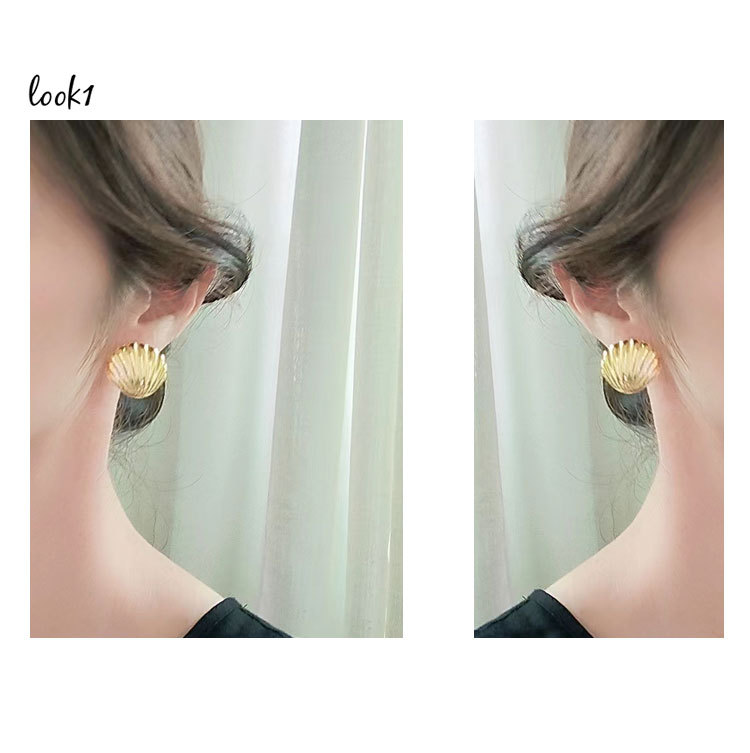 18g Weight Copper Ear Needle Material Earrings Classification 1 Pair Quantity Holiday, Daily Occasion Copper Material Shell Pattern Women's Gender Simple Style Style 1 Pair Simple Style Shell Copper Earrings 1