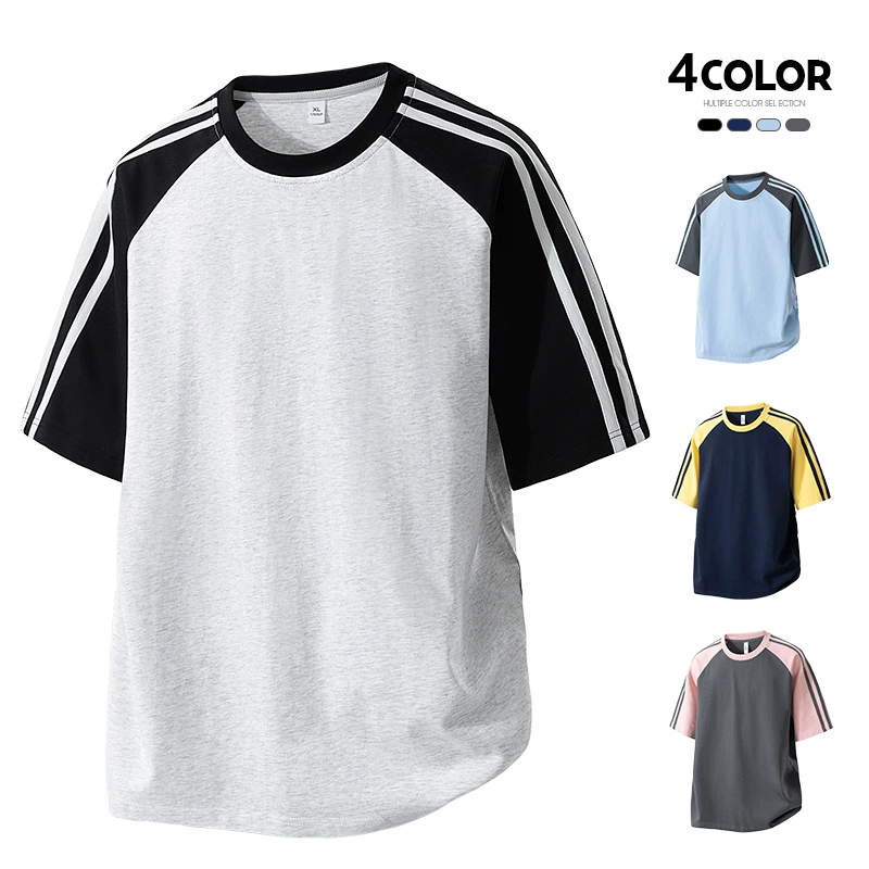 Летняя американская тяжелая футболка с короткими рукавами, мужская новая модная брендовая свободная повседневная футболка с половиной рукавов