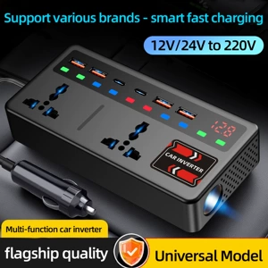 Avtomobil çeviricisi 12V24V-dən 220V-ə, ağıllı yüksək güclü mobil telefon şarj cihazı