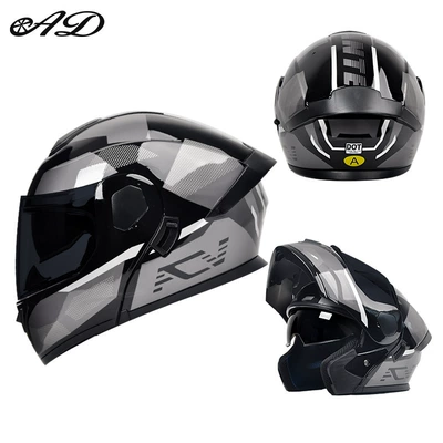 Motosiklet kaskı (dəbilqə) – for Men, Full-Face Helmet for All - dot3c-black-blade-black-tea-mirror-high-definition-mirror-m-size-55-56cm