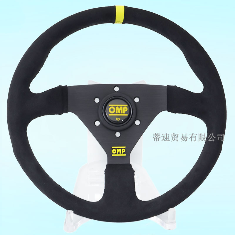 New Car Modified Steering Wheel 13inch Omp Frosted Leather Black Frame Competitive Racing Jdm Universal Leather Steering Wheel