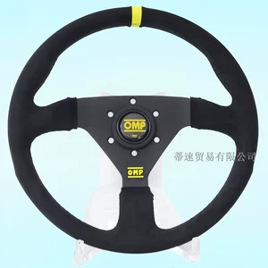 New Car Modified Steering Wheel 13inch Omp Frosted Leather Black Frame Competitive Racing Jdm Universal Leather Steering Wheel
