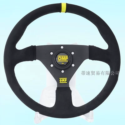 New Car Modified Steering Wheel 13inch Omp Frosted Leather Black Frame Competitive Racing Jdm Universal Leather Steering Wheel