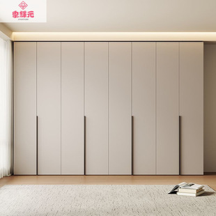 Jihuiyuan Enf Solid Wood Wardrobe for Home Bedroom, Light Luxury European-Style Pine Board Cabinet, Eight-Door Large Wardrobe, New Minimalist Style