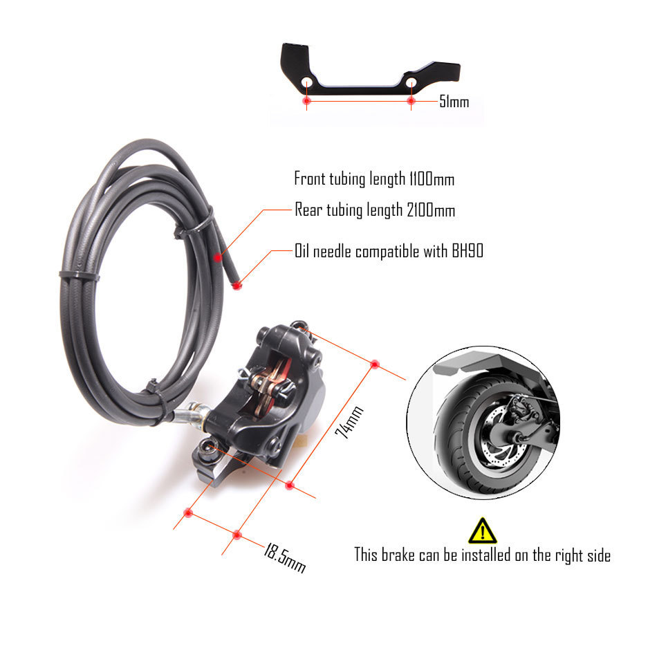 GT07N [Instalado a la derecha] freno de aceite de scooter eléctrico, freno de apagado, conductor, fabricante de freno de disco de aceite de bicicleta