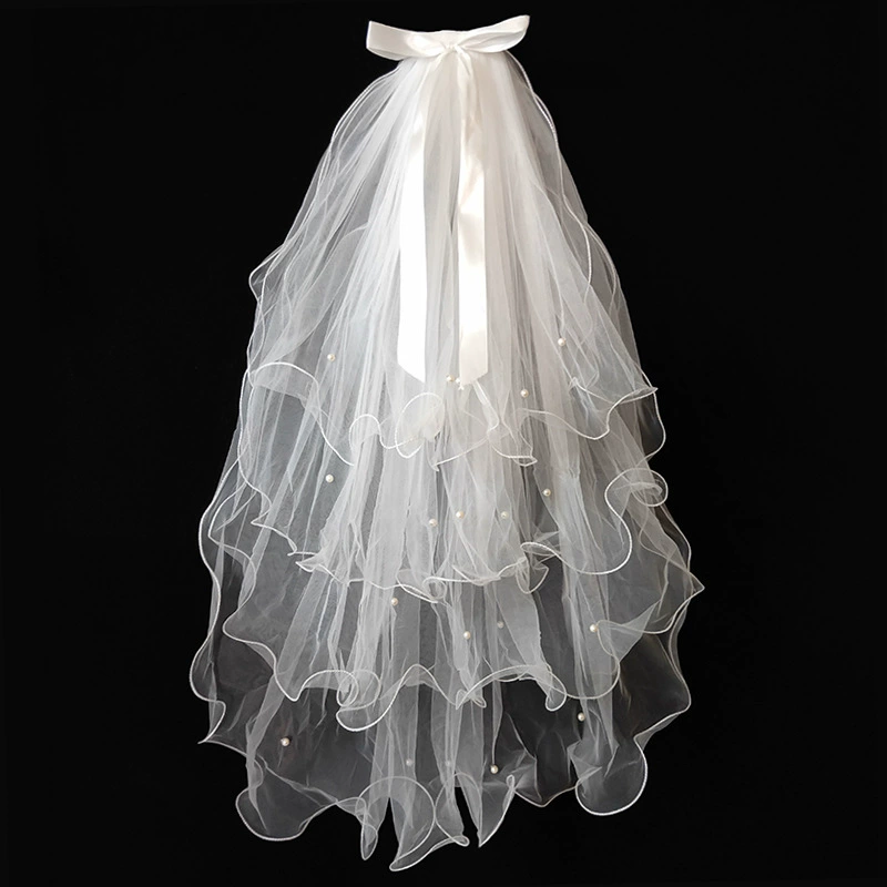 veil, Bridal White Veil, Single or Double Layer, 40–80 cm, Hair Comb or Hairpin Options