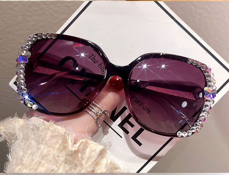 Oval Pattern Women'S Gender Elegant Oval Pc Oval Frame Diamond Frameless Women's Sunglasses