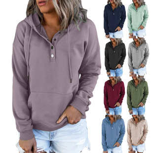 Cross-Border European and American Export Women's Clothing 2025 Amazon Independent Station Long-Sleeved Loose Casual Hooded Drawstring Flap Pocket Pants Sweatshirt