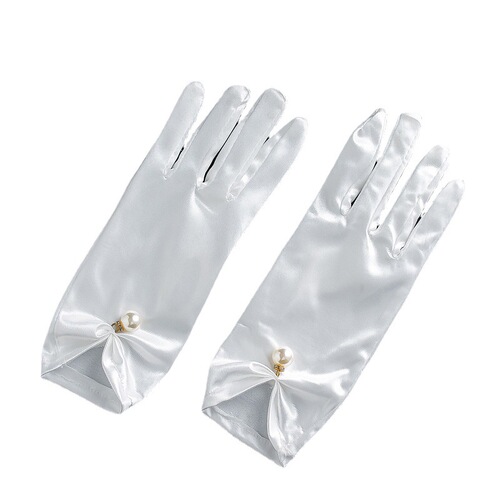 Lace Bridal Gloves White Women's Thin Spring Autumn and Summer Photography Korean Wedding Dress Fairy Pearl Wedding Gloves