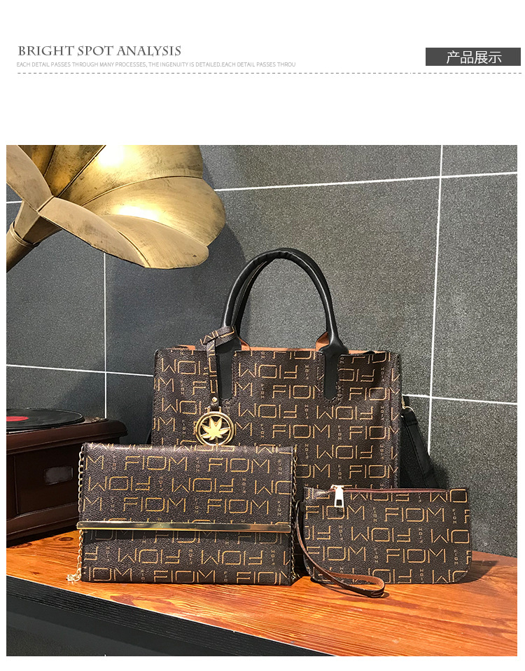 New European and American cross-border fashion women's bag three-piece set, mother-and-child bag, versatile, large-capacity crossbody single-shoulder bag undefined