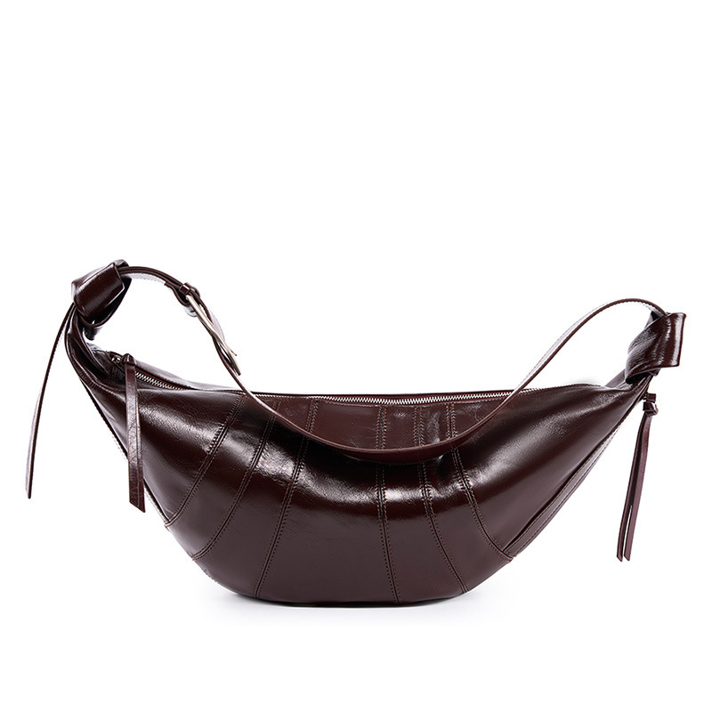 2025 New Croissant Bag Large Genuine Leather Versatile Women's Handbag Large Capacity Shoulder Crossbody Dumpling Bag - Thumbnail 7