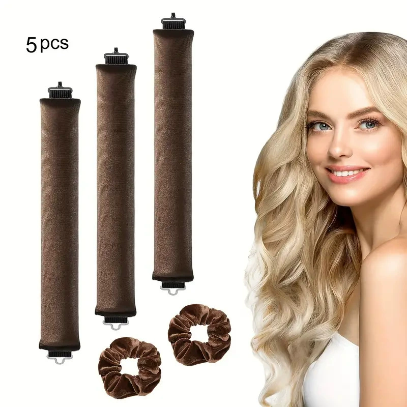 3-hook velvet hair curlers, big-wave sleep rollers set, multi-piece plush curling rods