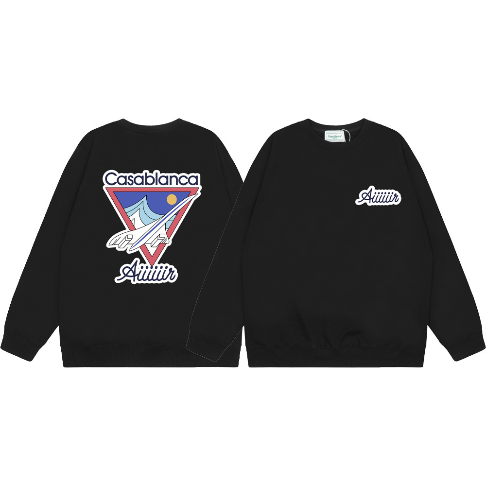 Sudadera de Algodón de Manga Corta, Felpa Francesa de 380 g con Estampado de Letras Colorido, Casablanca