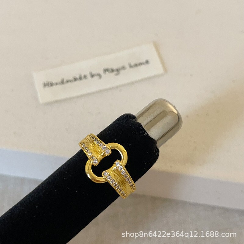 中古风宽面开口拉丝黄雏菊银戒指男女同款永恒戒指GD权志龙同款|undefined