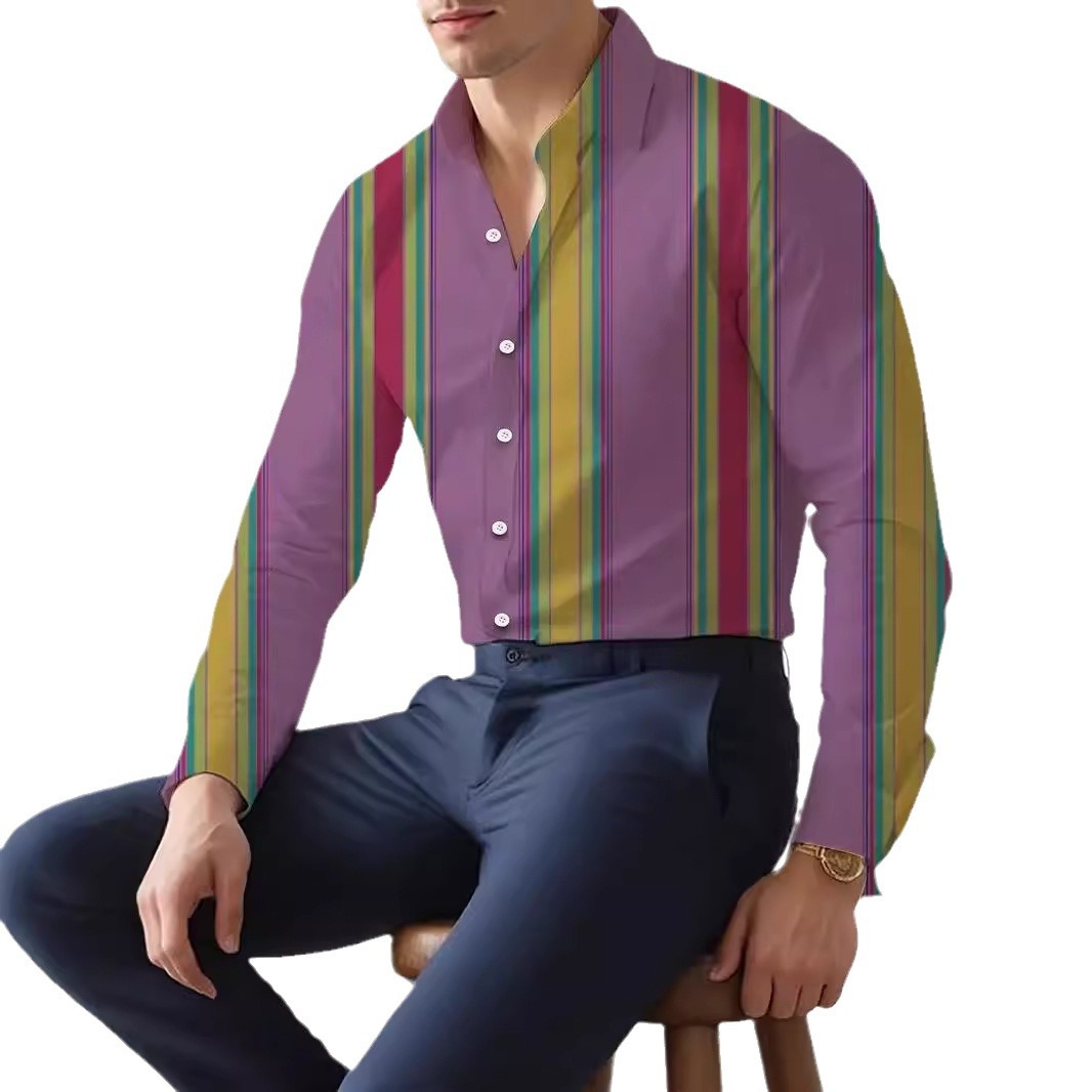 Xiaozhong otoño suelta versión coreana de alta calidad patrón vertical tendencia camisa de manga larga con botones 2024 nuevo producto MB12