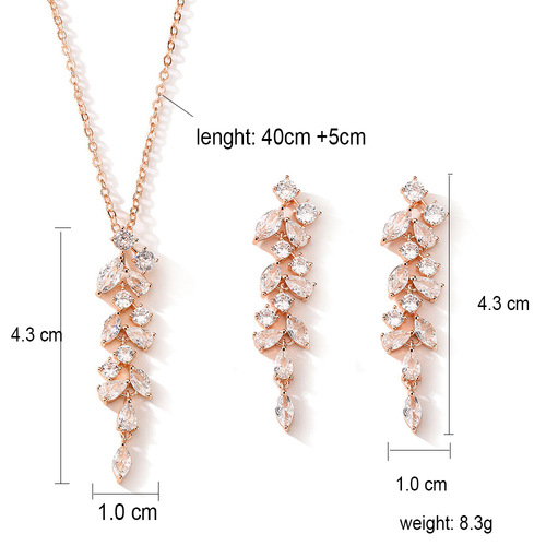 RAKOL 韩版时尚小清新花卉耳环项链女个性轻奢微镶锆石新娘套装