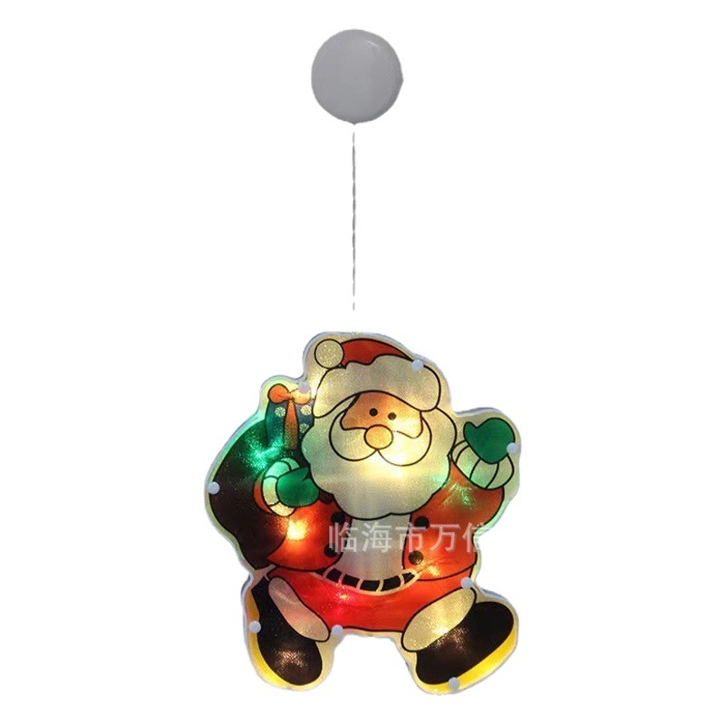 Suministro transfronterizo decoración de Navidad led diseño de ventana decoración lámpara de ventosa lámpara de cadena al por mayor lámpara colgante de Santa Claus