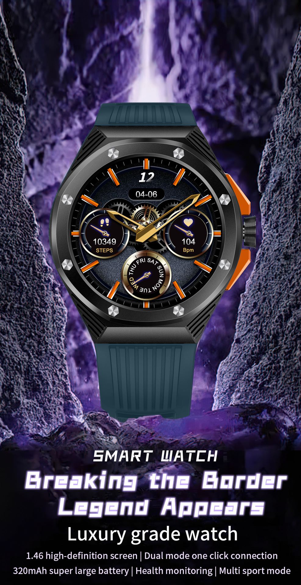 Reloj inteligente HT8 de 1,46 pulgadas con llamadas Bluetooth y codificador cardíaco_voghion.com